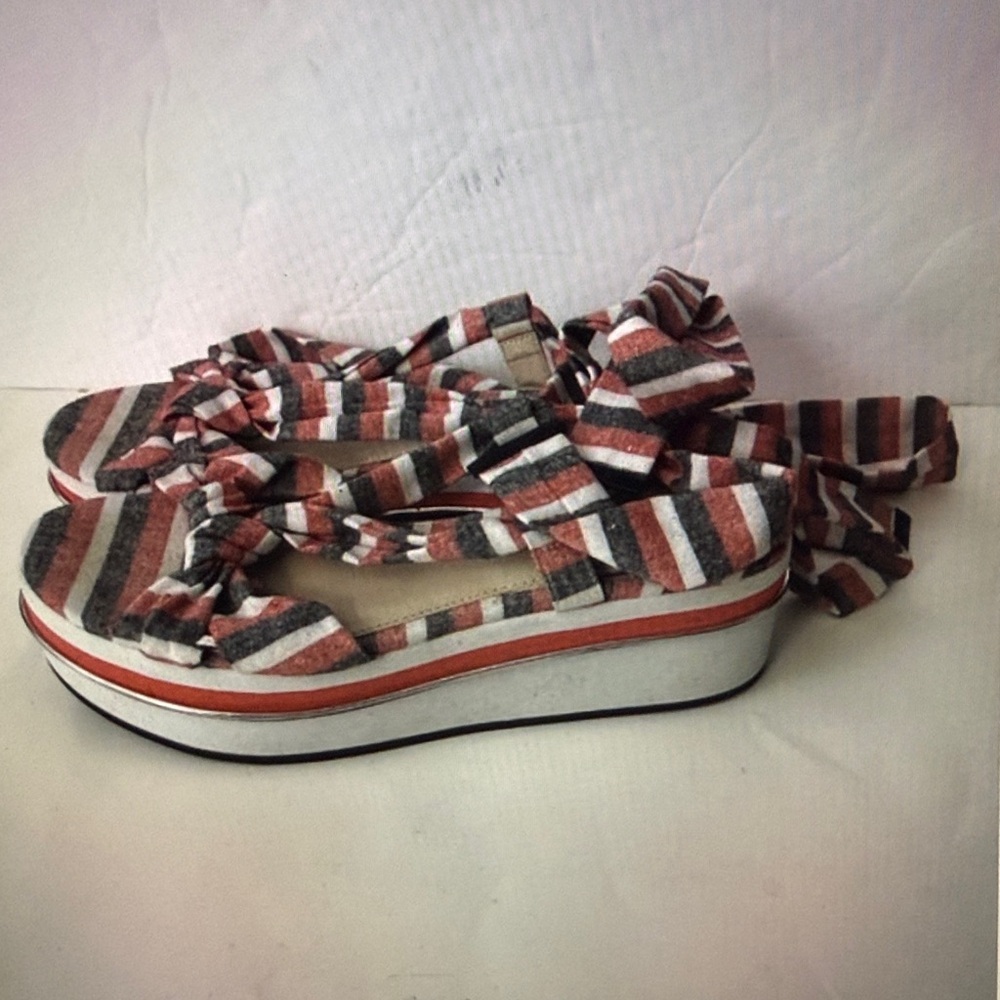 Zara Womens Pink Gray Tie Up Platform Sandals Size EU 41 US10.5